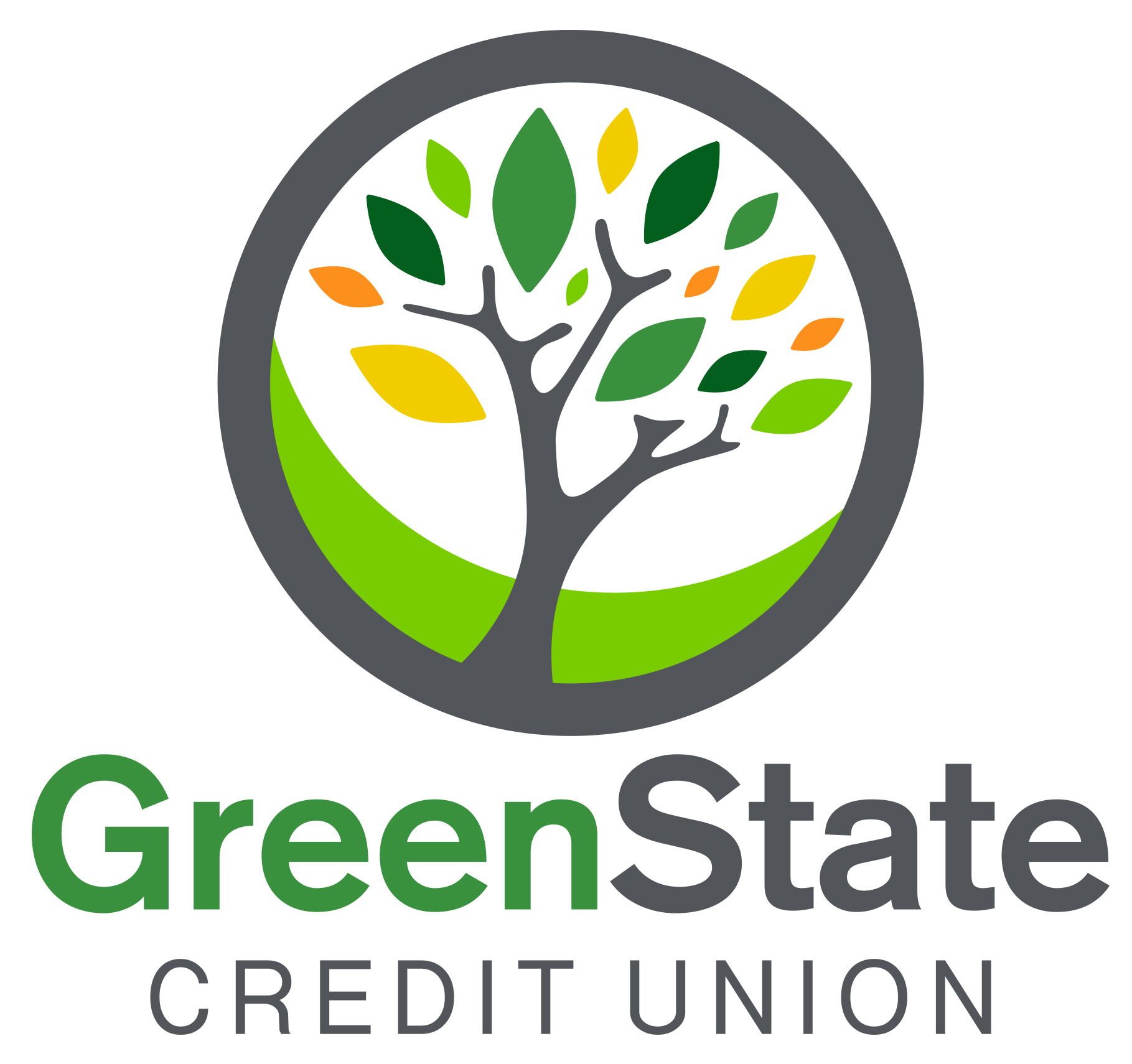 greenstate credit union logo with tree and leaves