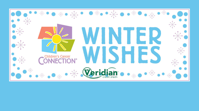 a text graphic saying winter wishes with CCC and Veridian logos