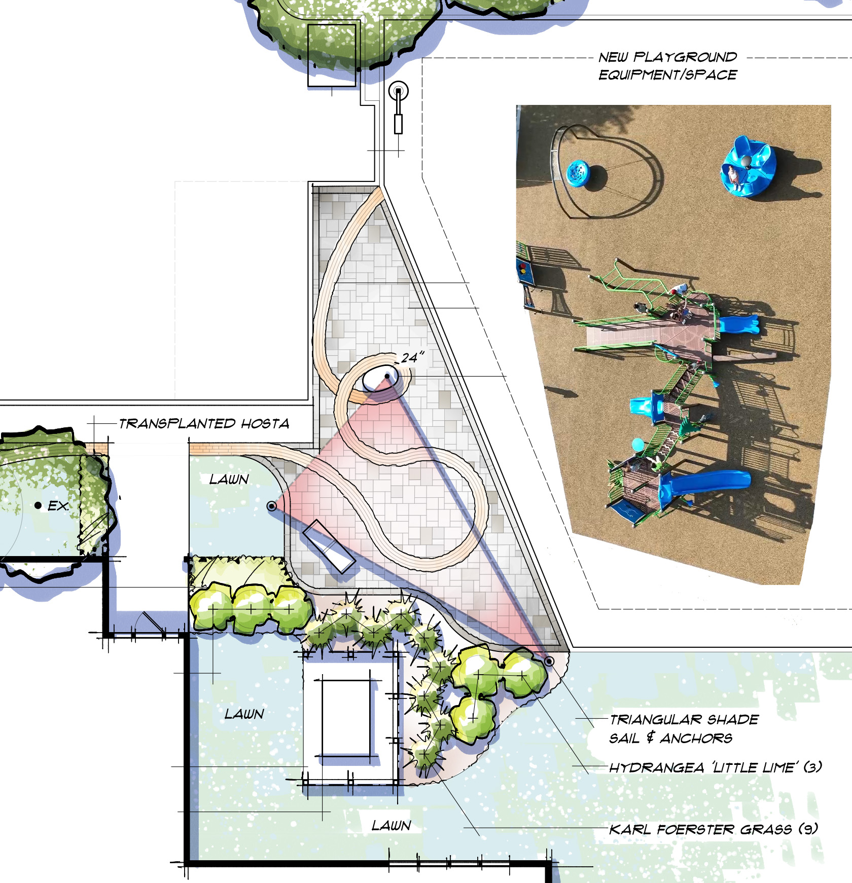 rendering of gold ribbon walkway